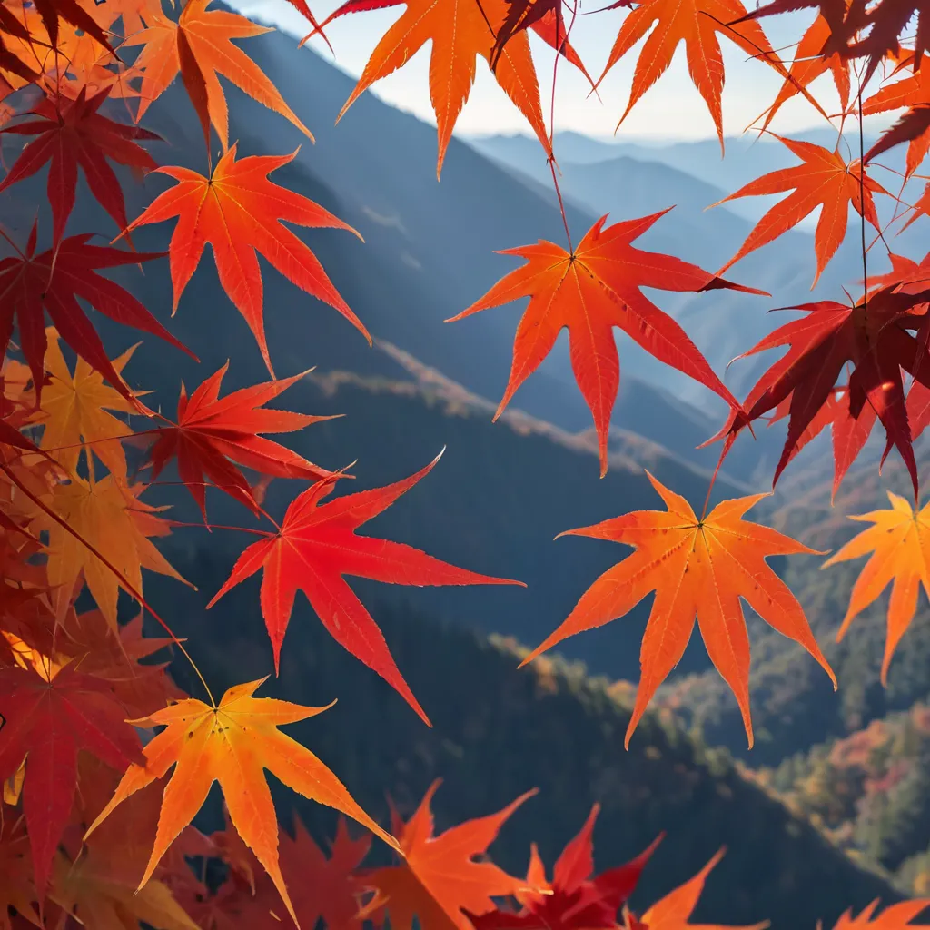 Autumn — maples on the mountain edge